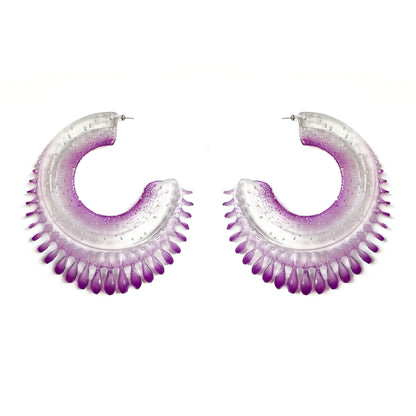 Resilient Passiflora Arc Earrings - Purple