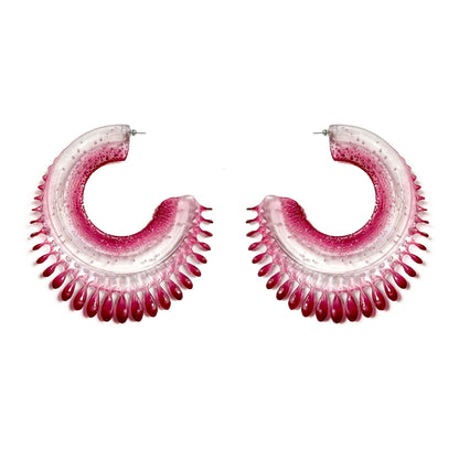 Resilient Passiflora Arc Earrings - Scarlet
