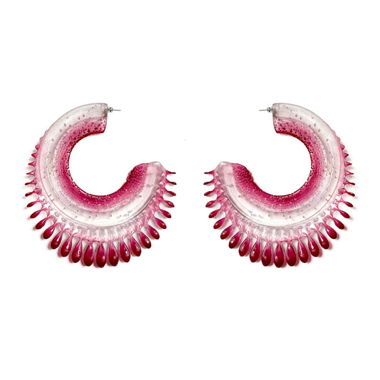Resilient Passiflora Arc Earrings - Scarlet