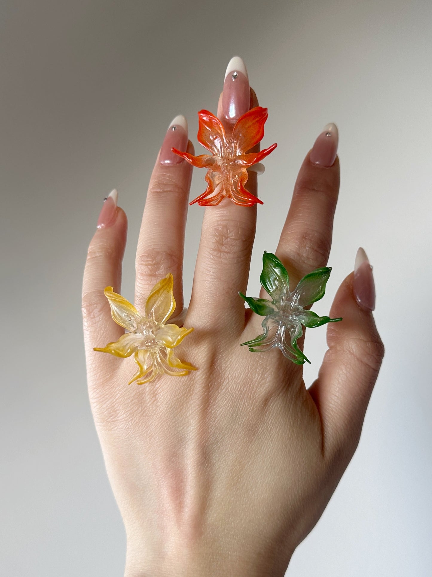 Mini Orchid Whisper Ring - Orange