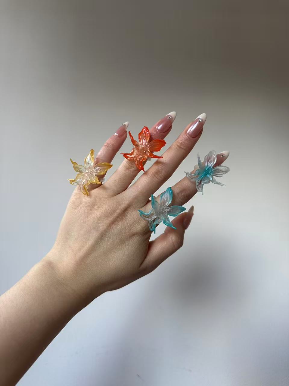 Mini Orchid Whisper Ring - Orange