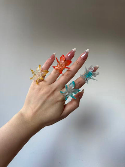 Mini Orchid Whisper Ring - Orange