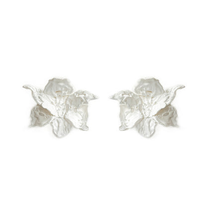 White Blossom Mega Flower Daffodils Earrings
