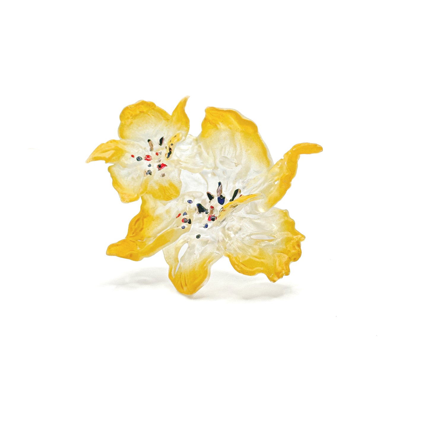 Daffodil Duo Flower Ring - Yellow Edge