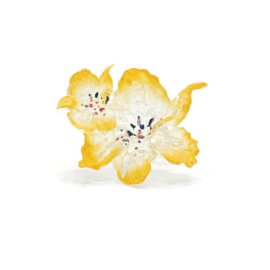 Daffodil Duo Flower Ring - Yellow Edge