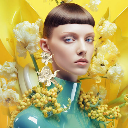 White Blossom Mega Daffodil Dangle Earrings