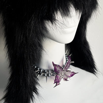 Spiked Dark Angel Orchid Pearl Choker