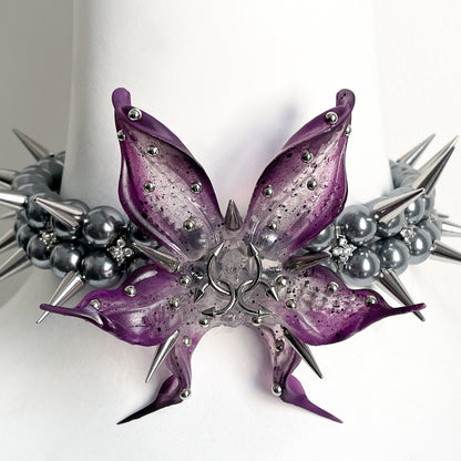 Spiked Dark Angel Orchid Pearl Choker