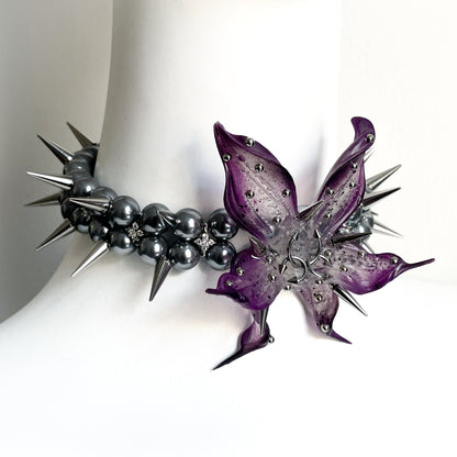 Spiked Dark Angel Orchid Pearl Choker