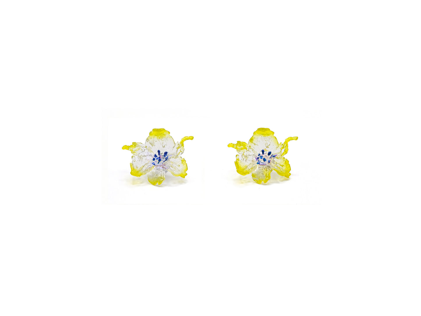 Mini Daffodils Earrings - Green Yellow Edge & Blue